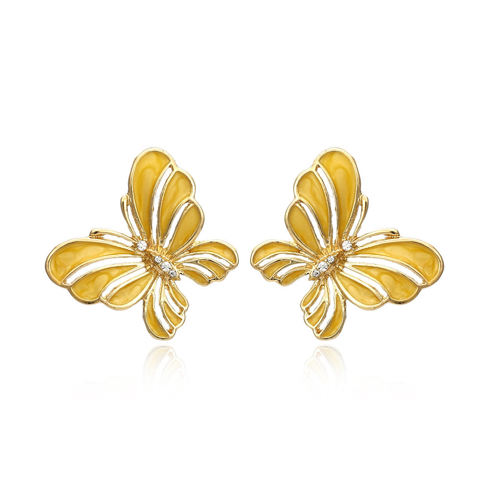 Yellow Oil Drip Butterfly Earrings
