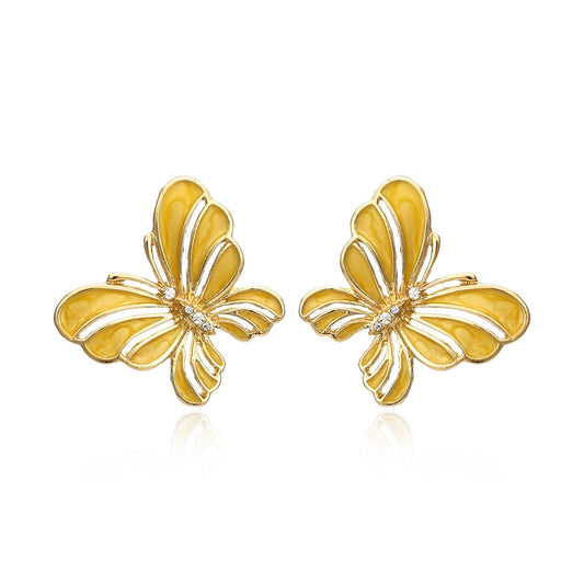 Yellow Oil Drip Butterfly Earrings