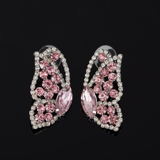 Pink Blingy Butterfly Wing Earrings