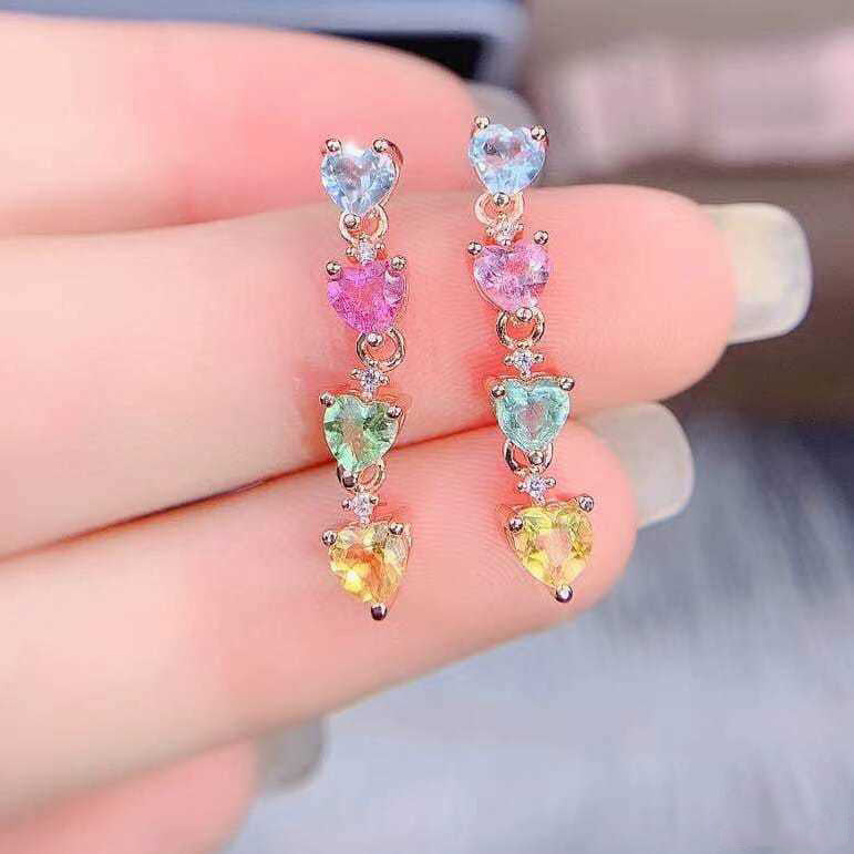 Multicolored Dainty Heart Earrings