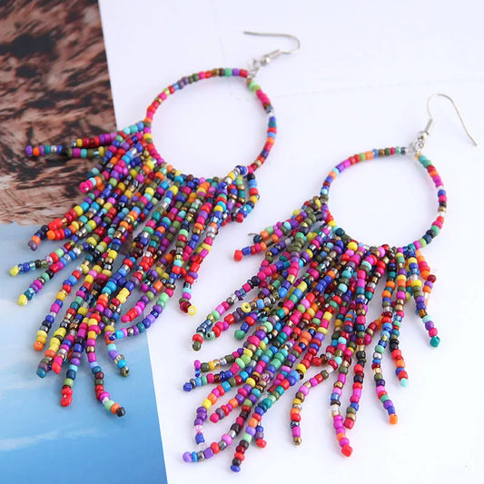 Multicolored Seed Bead Earrings